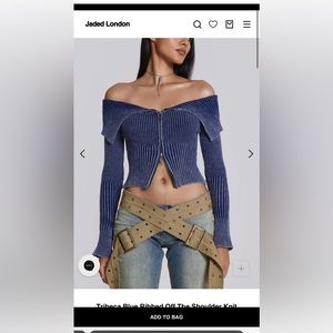 Jaded London off shoulder zip up cardigan